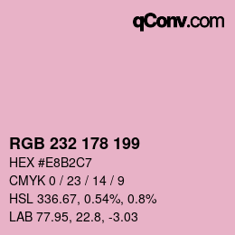 Color code: RGB 232 178 199 | qconv.com