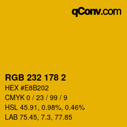 Color code: RGB 232 178 2 | qconv.com