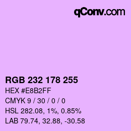 Color code: RGB 232 178 255 | qconv.com