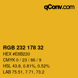 Color code: RGB 232 178 32 | qconv.com