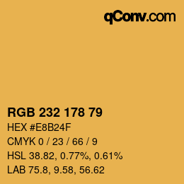 Color code: RGB 232 178 79 | qconv.com