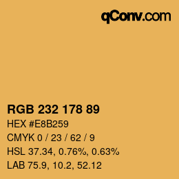 Color code: RGB 232 178 89 | qconv.com