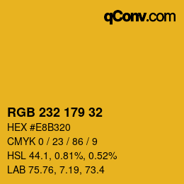Color code: RGB 232 179 32 | qconv.com