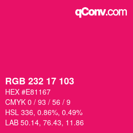 Color code: RGB 232 17 103 | qconv.com