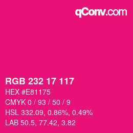 Color code: RGB 232 17 117 | qconv.com