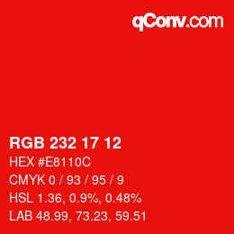 Color code: RGB 232 17 12 | qconv.com