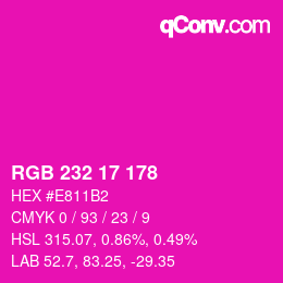 Color code: RGB 232 17 178 | qconv.com