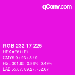 Color code: RGB 232 17 225 | qconv.com