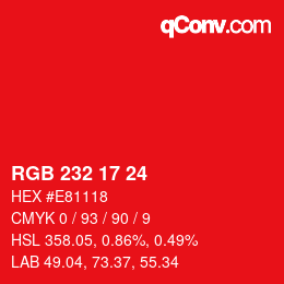 Color code: RGB 232 17 24 | qconv.com