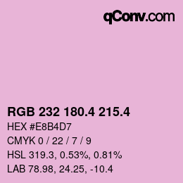 カラーコード: RGB 232 180.4 215.4 | qconv.com