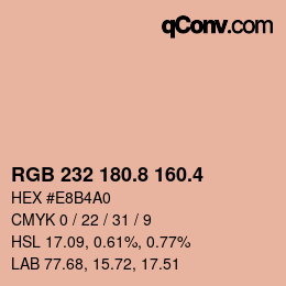 カラーコード: RGB 232 180.8 160.4 | qconv.com