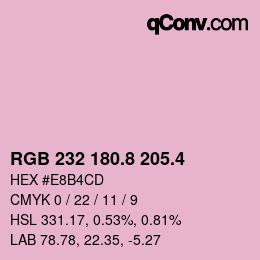 カラーコード: RGB 232 180.8 205.4 | qconv.com