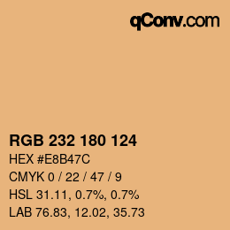 Color code: RGB 232 180 124 | qconv.com