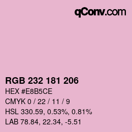Color code: RGB 232 181 206 | qconv.com
