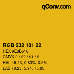 カラーコード: RGB 232 181 22 | qconv.com