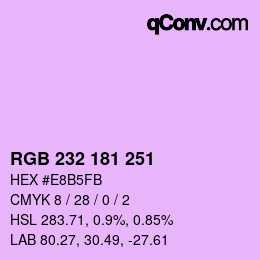 Color code: RGB 232 181 251 | qconv.com