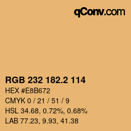 カラーコード: RGB 232 182.2 114 | qconv.com