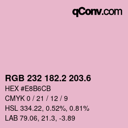 カラーコード: RGB 232 182.2 203.6 | qconv.com