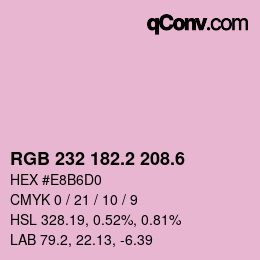 カラーコード: RGB 232 182.2 208.6 | qconv.com