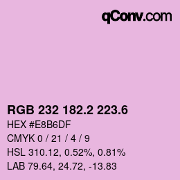 カラーコード: RGB 232 182.2 223.6 | qconv.com