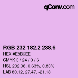 カラーコード: RGB 232 182.2 238.6 | qconv.com
