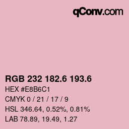カラーコード: RGB 232 182.6 193.6 | qconv.com