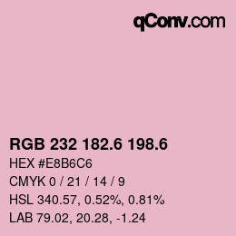 カラーコード: RGB 232 182.6 198.6 | qconv.com
