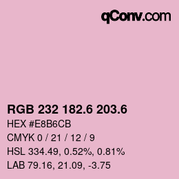 カラーコード: RGB 232 182.6 203.6 | qconv.com
