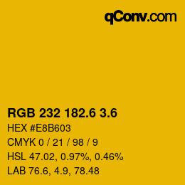 カラーコード: RGB 232 182.6 3.6 | qconv.com
