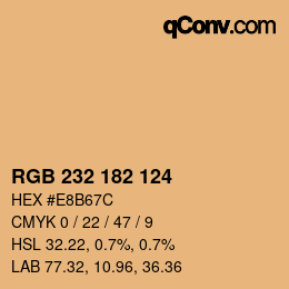 Color code: RGB 232 182 124 | qconv.com