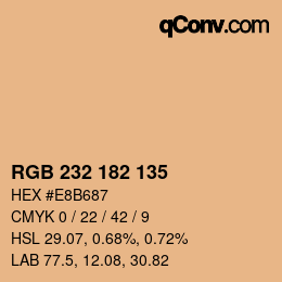 Color code: RGB 232 182 135 | qconv.com