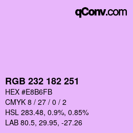 Color code: RGB 232 182 251 | qconv.com