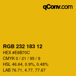 Color code: RGB 232 183 12 | qconv.com