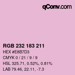 Color code: RGB 232 183 211 | qconv.com