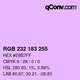 Color code: RGB 232 183 255 | qconv.com