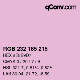 Color code: RGB 232 185 215 | qconv.com