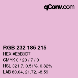 Color code: RGB 232 185 215 | qconv.com