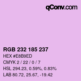 Color code: RGB 232 185 237 | qconv.com