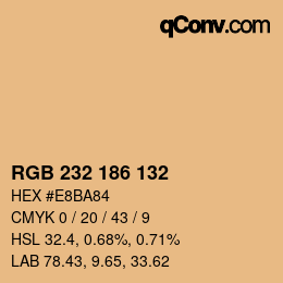 Color code: RGB 232 186 132 | qconv.com
