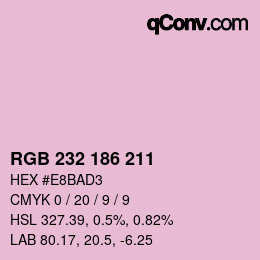 カラーコード: RGB 232 186 211 | qconv.com