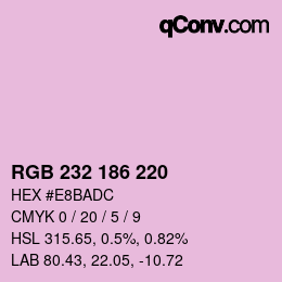 Color code: RGB 232 186 220 | qconv.com