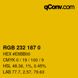 Color code: RGB 232 187 0 | qconv.com