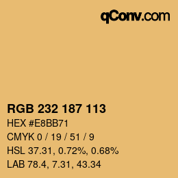Color code: RGB 232 187 113 | qconv.com
