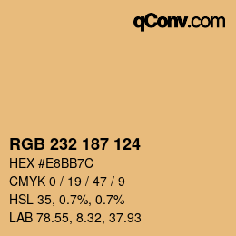 Color code: RGB 232 187 124 | qconv.com