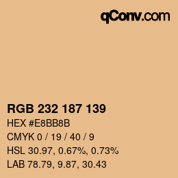Color code: RGB 232 187 139 | qconv.com