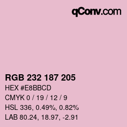 颜色代码: RGB 232 187 205 | qconv.com