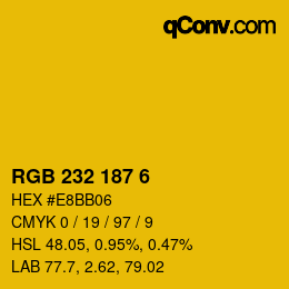 Color code: RGB 232 187 6 | qconv.com