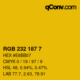 Color code: RGB 232 187 7 | qconv.com