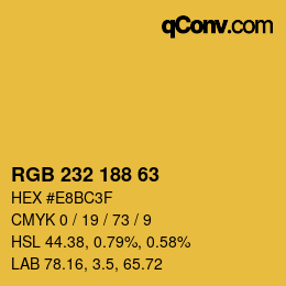 Color code: RGB 232 188 63 | qconv.com