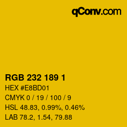 Color code: RGB 232 189 1 | qconv.com